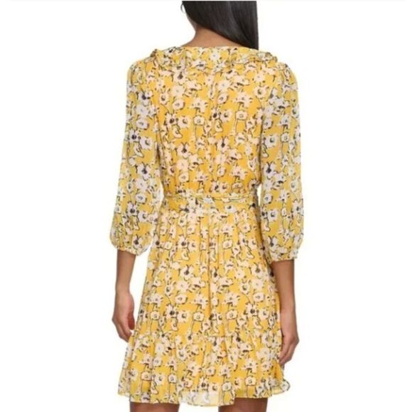 Karl Lagerfeld Paris Chiffon Floral Print V-Neck Ruffle Mini Dress – NWT Size 6 - Picture 7 of 15